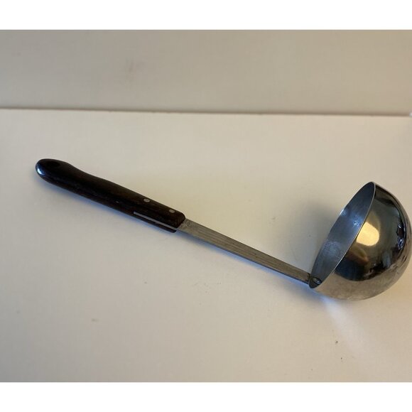 Vintage Veri-Sharp Ladle Stainless Steel 10” Riveted Wood Handle Made In USA - Picture 2 of 10